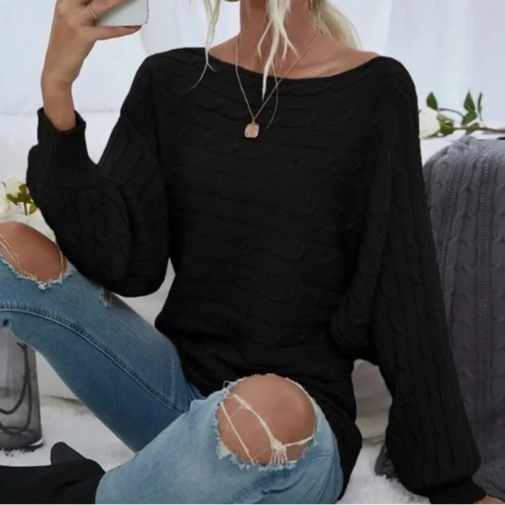 Luxe Cozy Cable Knit Oversized Sweater Top - Picture 9 of 14